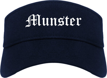Munster Indiana IN Old English Mens Visor Cap Hat Navy Blue