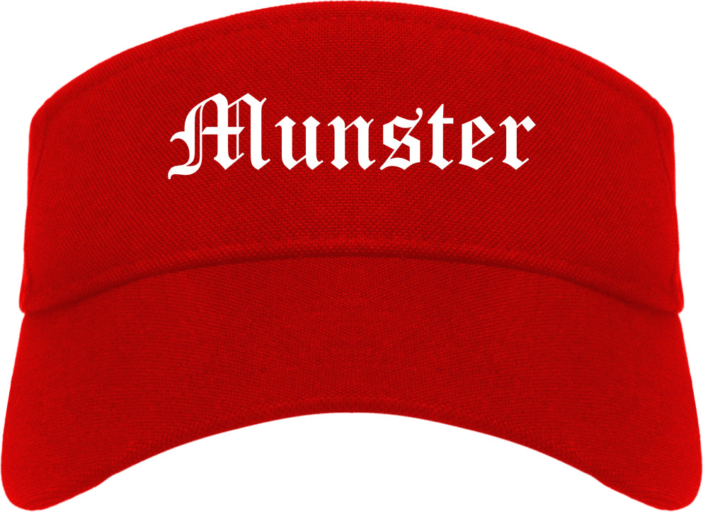 Munster Indiana IN Old English Mens Visor Cap Hat Red