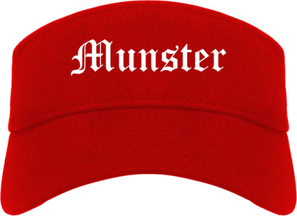 Munster Indiana IN Old English Mens Visor Cap Hat Red