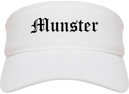 Munster Indiana IN Old English Mens Visor Cap Hat White