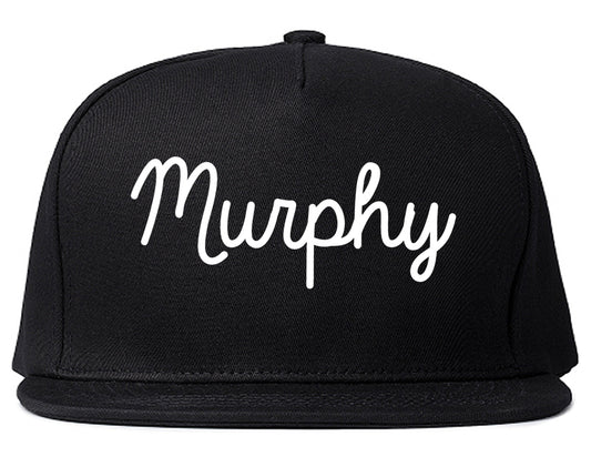 Murphy Texas TX Script Mens Snapback Hat Black