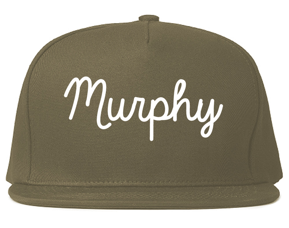 Murphy Texas TX Script Mens Snapback Hat Grey