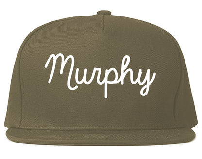 Murphy Texas TX Script Mens Snapback Hat Grey