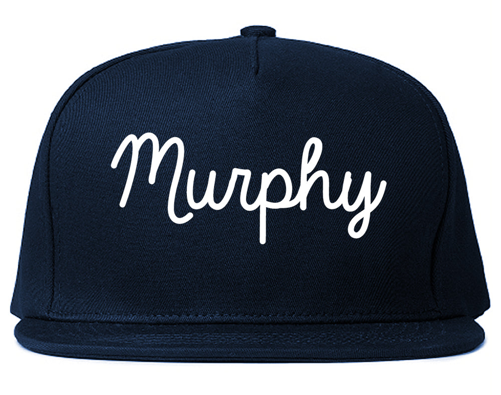 Murphy Texas TX Script Mens Snapback Hat Navy Blue