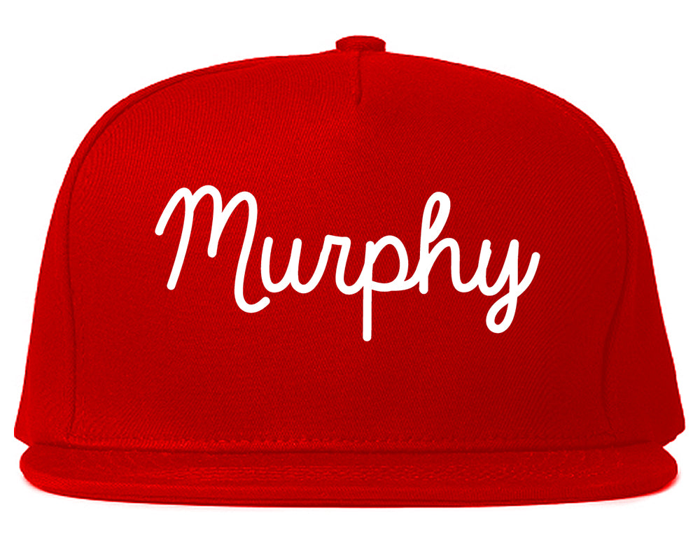 Murphy Texas TX Script Mens Snapback Hat Red