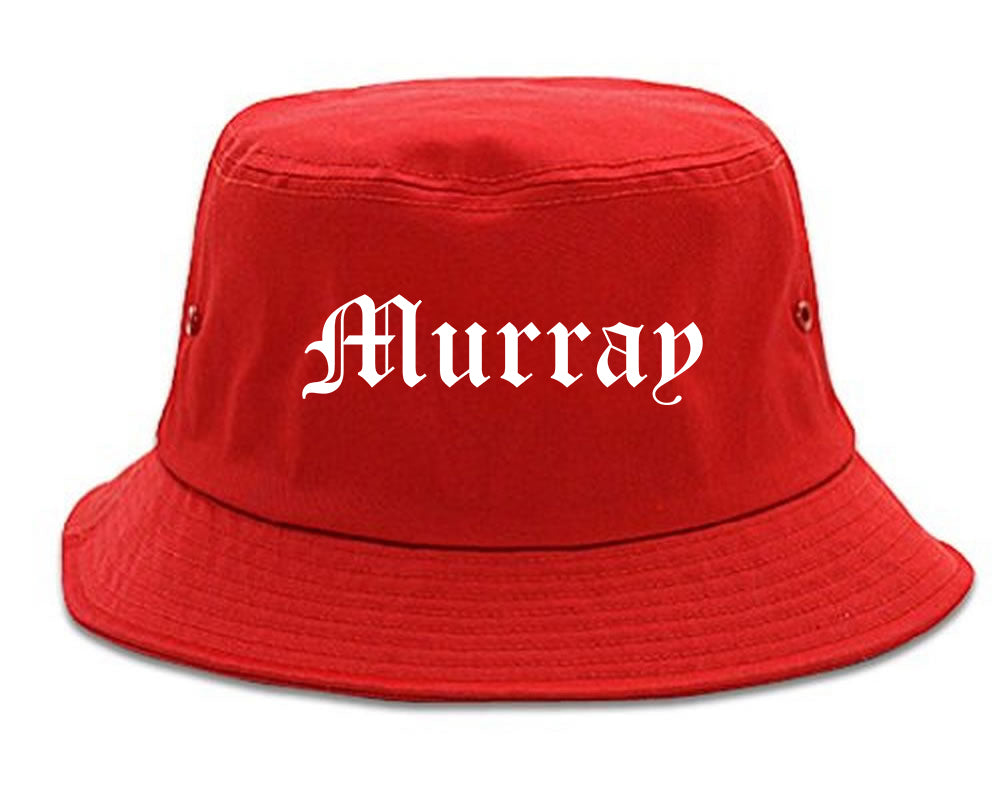 Murray Utah UT Old English Mens Bucket Hat Red