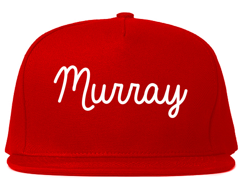 Murray Utah UT Script Mens Snapback Hat Red