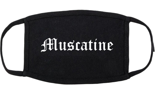 Muscatine Iowa IA Old English Cotton Face Mask Black