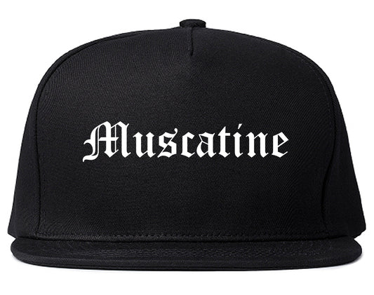 Muscatine Iowa IA Old English Mens Snapback Hat Black