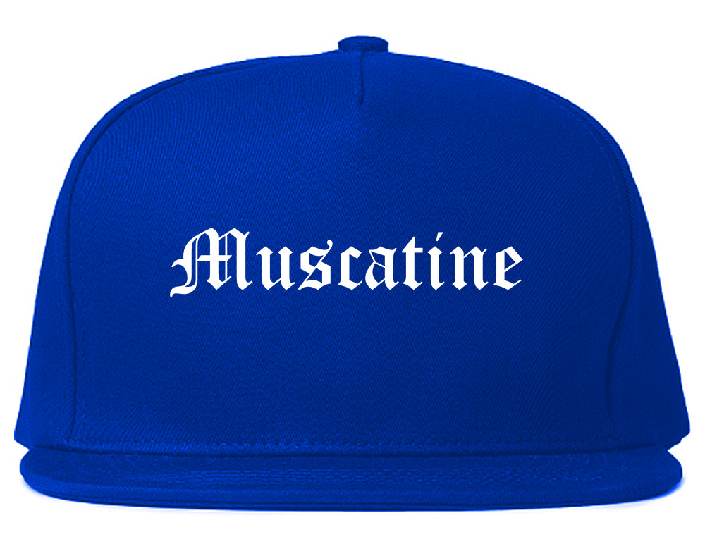Muscatine Iowa IA Old English Mens Snapback Hat Royal Blue