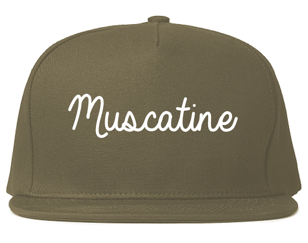Muscatine Iowa IA Script Mens Snapback Hat Grey