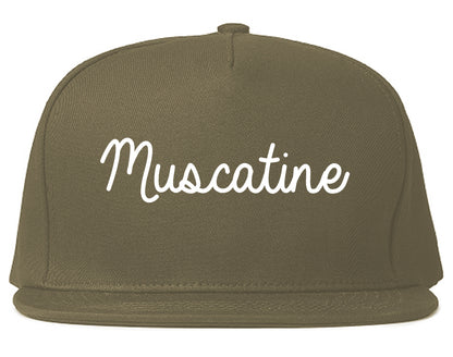 Muscatine Iowa IA Script Mens Snapback Hat Grey