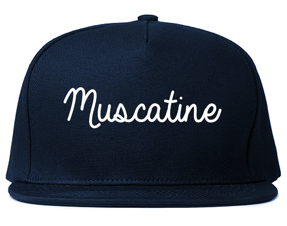 Muscatine Iowa IA Script Mens Snapback Hat Navy Blue