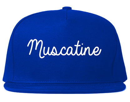Muscatine Iowa IA Script Mens Snapback Hat Royal Blue
