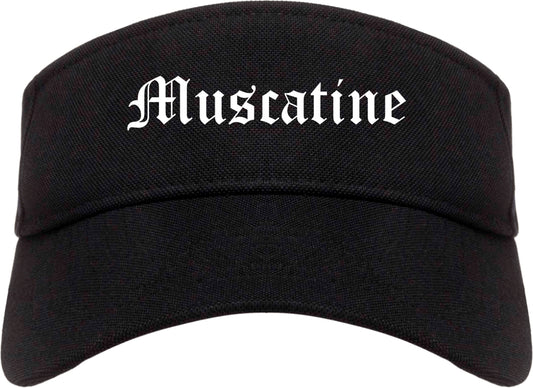 Muscatine Iowa IA Old English Mens Visor Cap Hat Black
