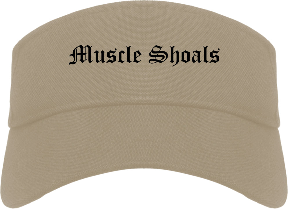 Muscle Shoals Alabama AL Old English Mens Visor Cap Hat Khaki