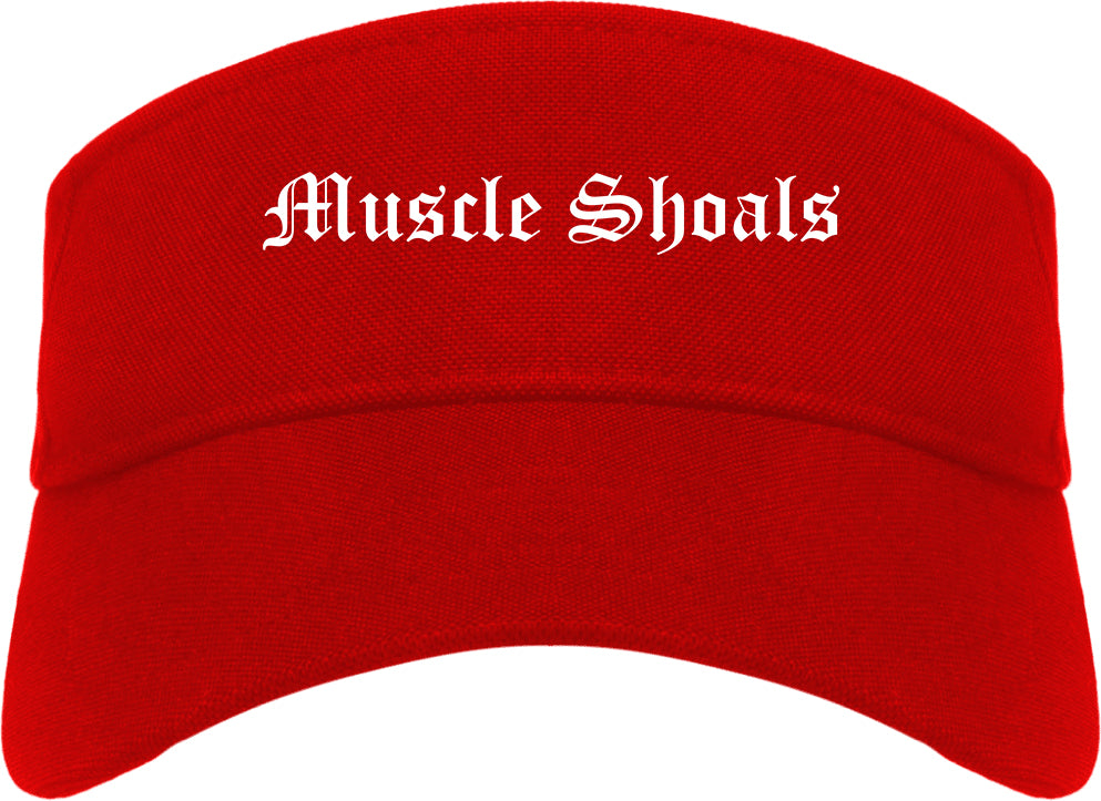 Muscle Shoals Alabama AL Old English Mens Visor Cap Hat Red