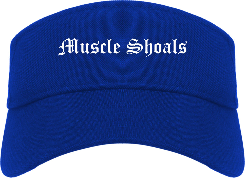 Muscle Shoals Alabama AL Old English Mens Visor Cap Hat Royal Blue