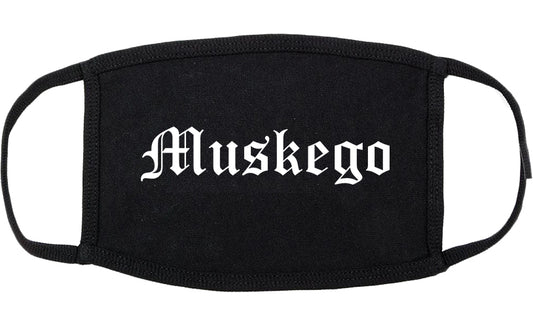 Muskego Wisconsin WI Old English Cotton Face Mask Black