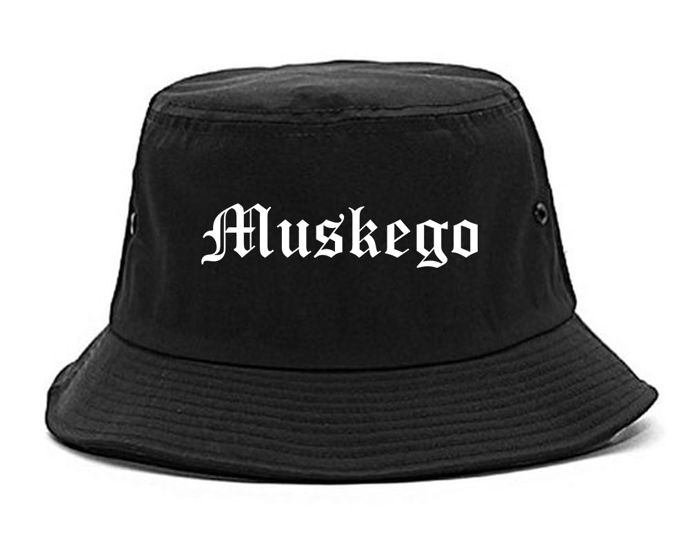 Muskego Wisconsin WI Old English Mens Bucket Hat Black