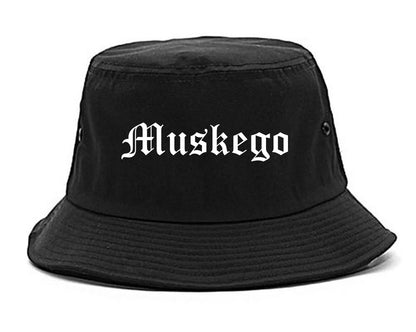 Muskego Wisconsin WI Old English Mens Bucket Hat Black