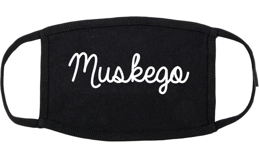Muskego Wisconsin WI Script Cotton Face Mask Black