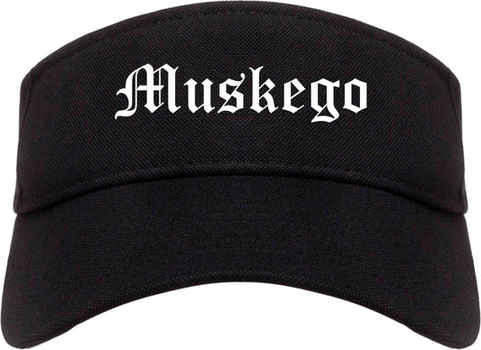 Muskego Wisconsin WI Old English Mens Visor Cap Hat Black