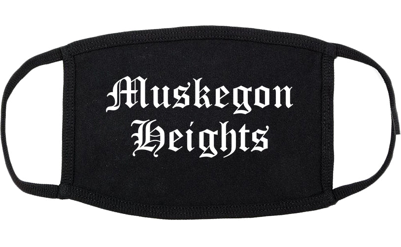 Muskegon Heights Michigan MI Old English Cotton Face Mask Black