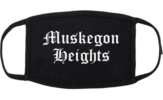Muskegon Heights Michigan MI Old English Cotton Face Mask Black