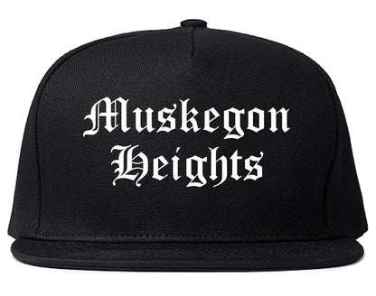 Muskegon Heights Michigan MI Old English Mens Snapback Hat Black
