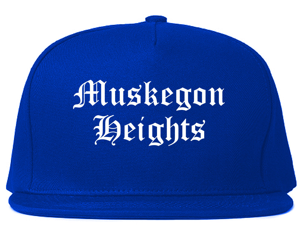 Muskegon Heights Michigan MI Old English Mens Snapback Hat Royal Blue
