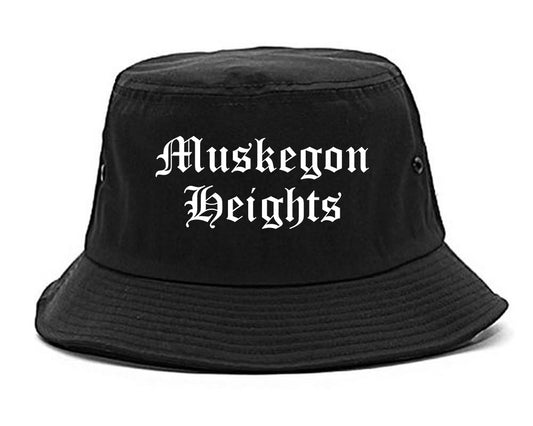 Muskegon Heights Michigan MI Old English Mens Bucket Hat Black