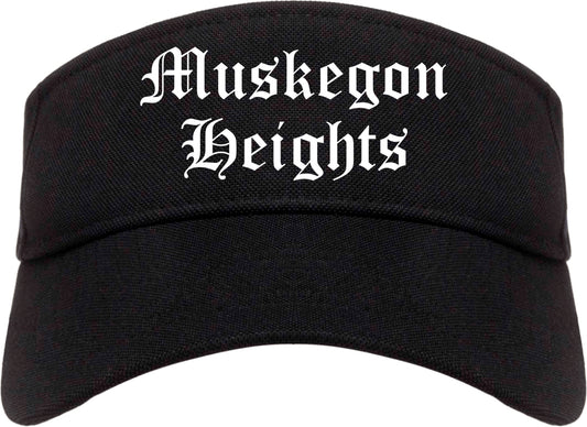 Muskegon Heights Michigan MI Old English Mens Visor Cap Hat Black