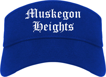 Muskegon Heights Michigan MI Old English Mens Visor Cap Hat Royal Blue
