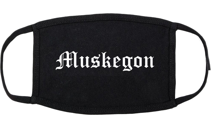 Muskegon Michigan MI Old English Cotton Face Mask Black