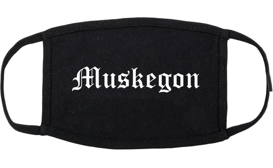 Muskegon Michigan MI Old English Cotton Face Mask Black