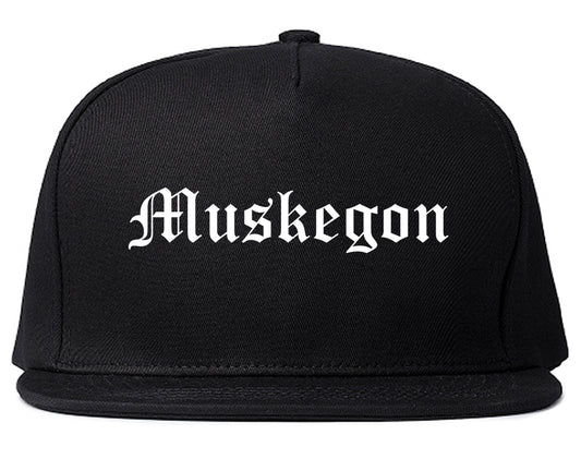 Muskegon Michigan MI Old English Mens Snapback Hat Black