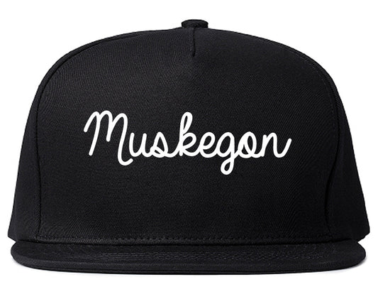 Muskegon Michigan MI Script Mens Snapback Hat Black