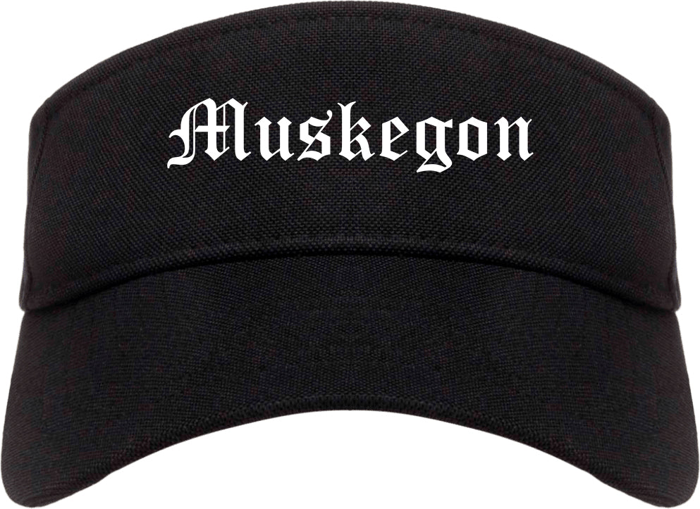 Muskegon Michigan MI Old English Mens Visor Cap Hat Black