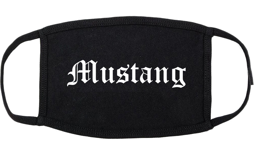 Mustang Oklahoma OK Old English Cotton Face Mask Black