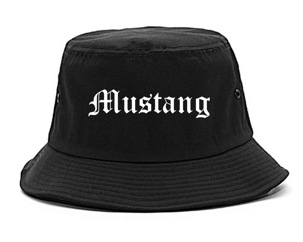 Mustang Oklahoma OK Old English Mens Bucket Hat Black