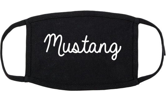 Mustang Oklahoma OK Script Cotton Face Mask Black