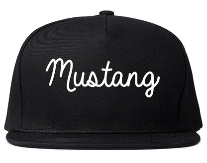 Mustang Oklahoma OK Script Mens Snapback Hat Black