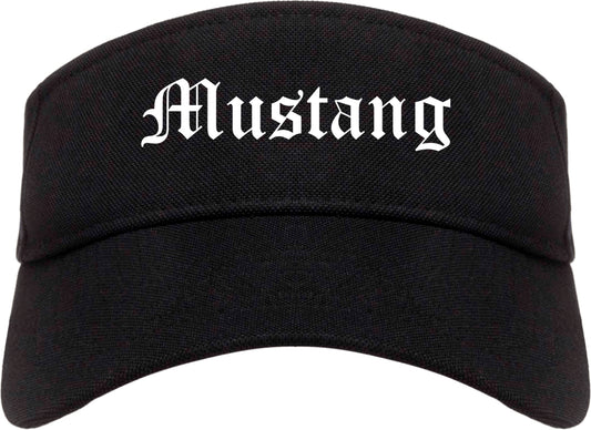 Mustang Oklahoma OK Old English Mens Visor Cap Hat Black