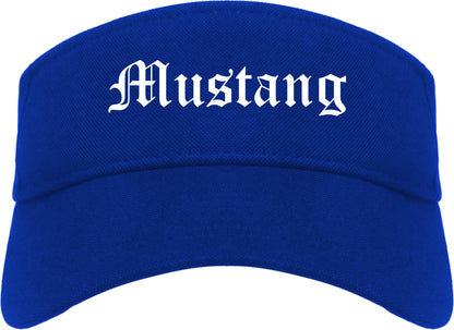 Mustang Oklahoma OK Old English Mens Visor Cap Hat Royal Blue