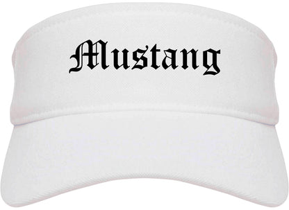 Mustang Oklahoma OK Old English Mens Visor Cap Hat White