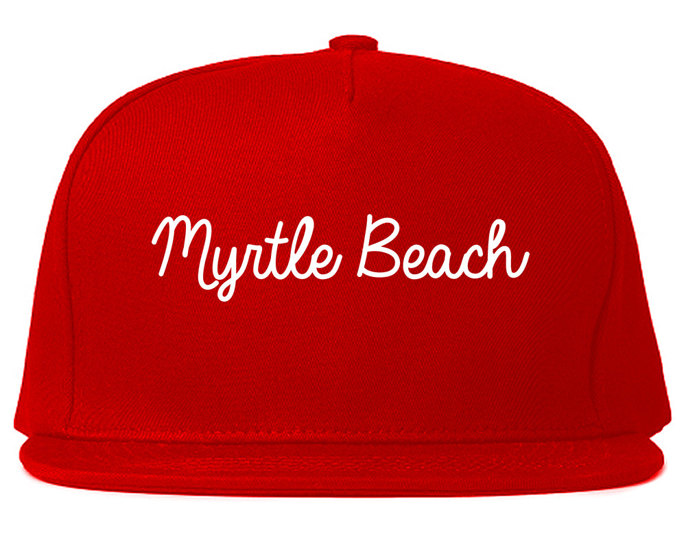 Myrtle Beach South Carolina SC Script Mens Snapback Hat Red