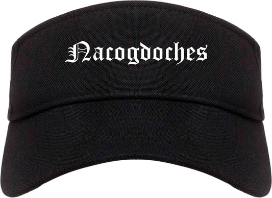 Nacogdoches Texas TX Old English Mens Visor Cap Hat Black