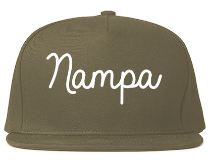 Nampa Idaho ID Script Mens Snapback Hat Grey