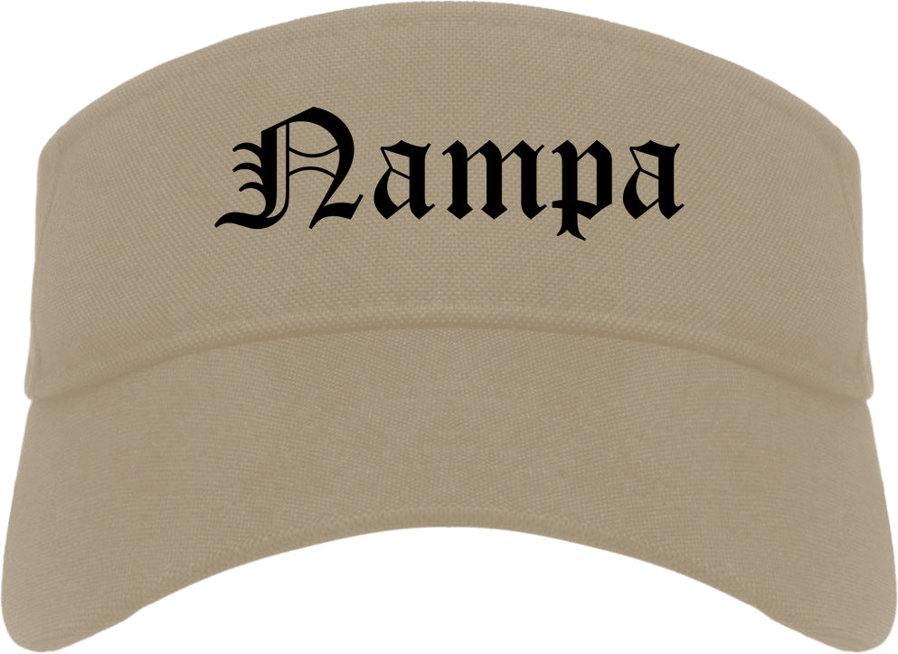 Nampa Idaho ID Old English Mens Visor Cap Hat Khaki